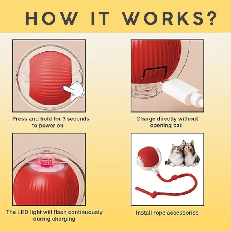 FurPlay™ Automatic Rolling Pet Toy - Rechargeable | Non-Toxic | Long Playtime