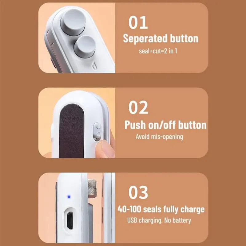 PureSeal Pro™ – Rechargeable Airtight Mini Sealer | No Preheating