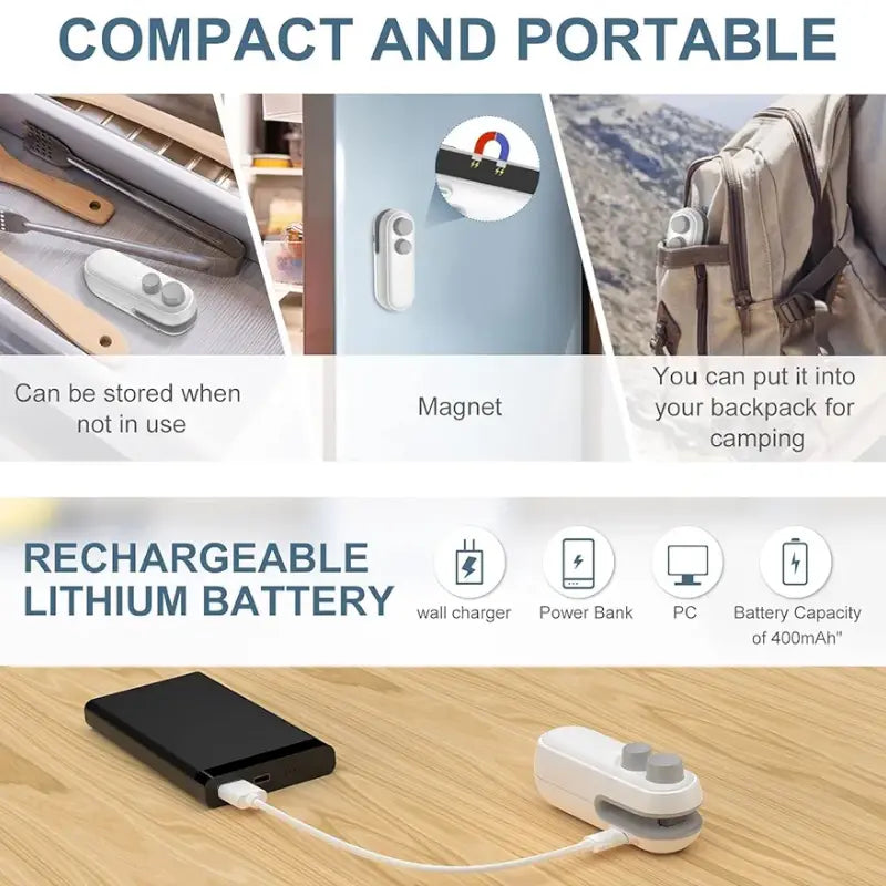 PureSeal Pro™ – Rechargeable Airtight Mini Sealer | No Preheating