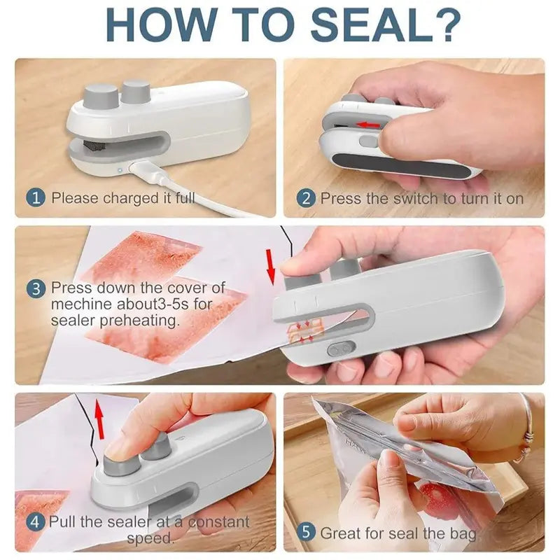 PureSeal Pro™ – Rechargeable Airtight Mini Sealer | No Preheating